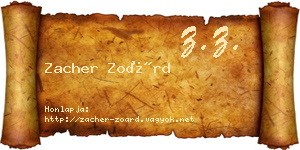 Zacher Zoárd névjegykártya